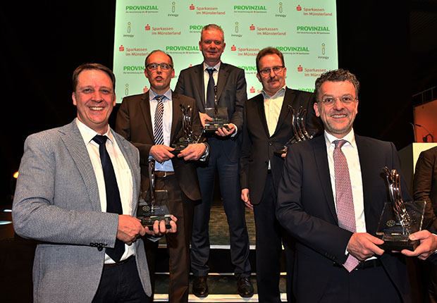 Fünf Preisträger beim Innovationspreis Münsterland 2017.