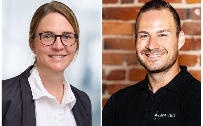 Johanna Brinkmann, Leiterin des Competence Centers Ecclesia Mobility (Bildrechte: Ecclesia Gruppe), und Marvin Beccard, Geschäftsführer der Lade.ZEIT GmbH (Bildrechte: Lade.ZEIT GmbH)