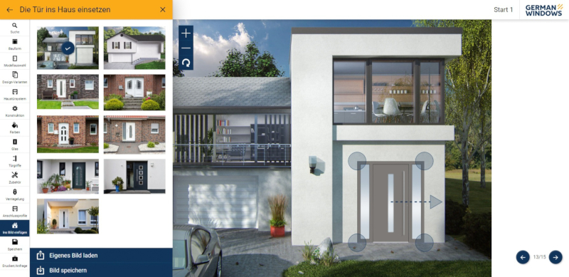 Haustür-Konfiguration leichtgemacht: Mit nur wenigen Klicks lassen sich auf der Website von German Windows eigene Haustüren gestalten. Auszuwählen sind Bauform, Modell, Design-Varianten, Farbe, Glas und weitere Ausstattungsdetails – schon ist die Traumtür perfekt. (Foto: GW GERMAN WINDOWS, Südlohn-Oeding)