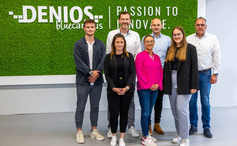 Das Nachhaltigkeits-Team bei DENIOS (v.l.n.r.): Marten Kollmeier, Jana Groneberg, Oliver Rose, Helgard Meffert, Ingo Schlutter, Melina Wegner & Horst Rose (Foto: DENIOS)